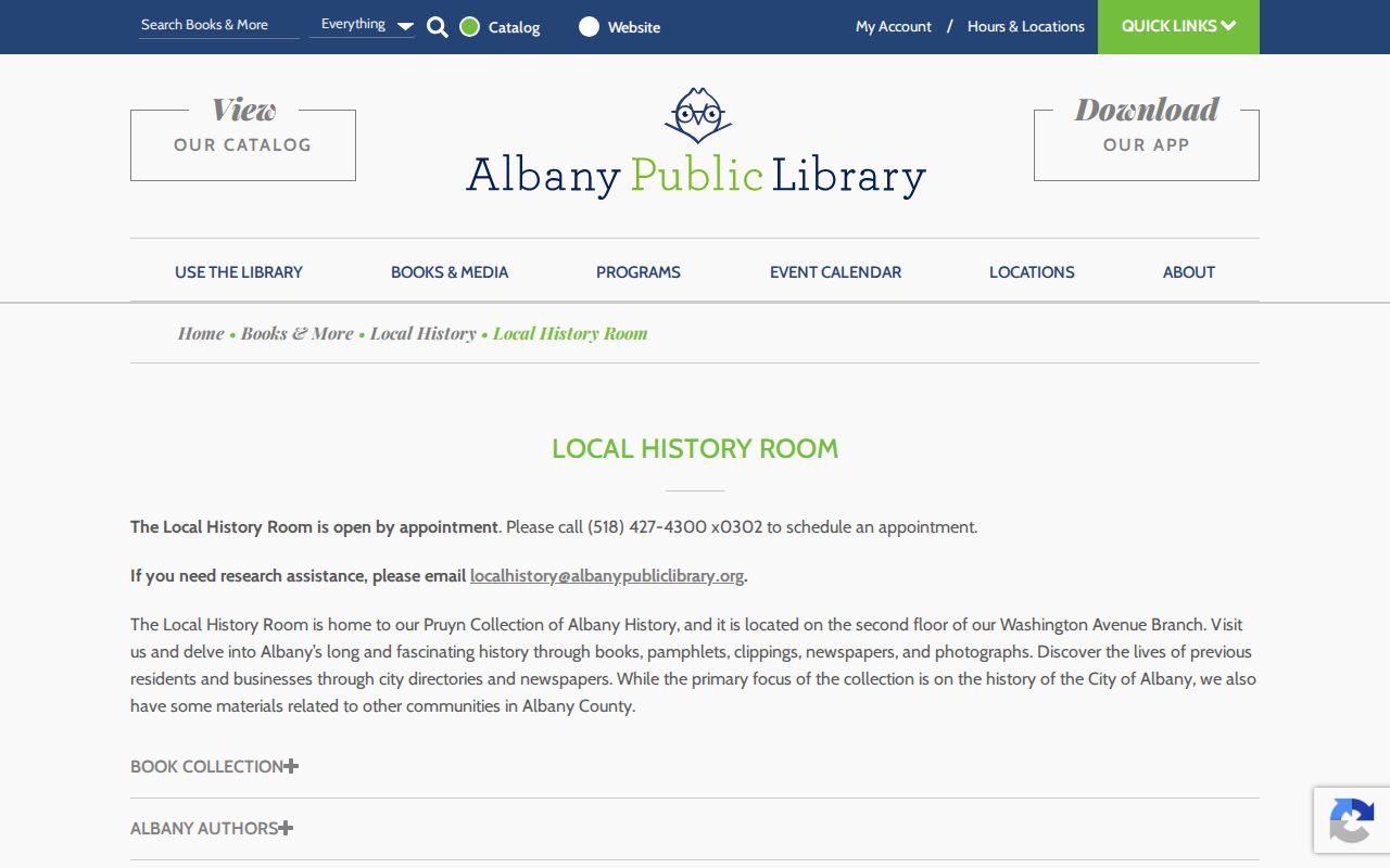 Albany city directory Pruyn Collection research room