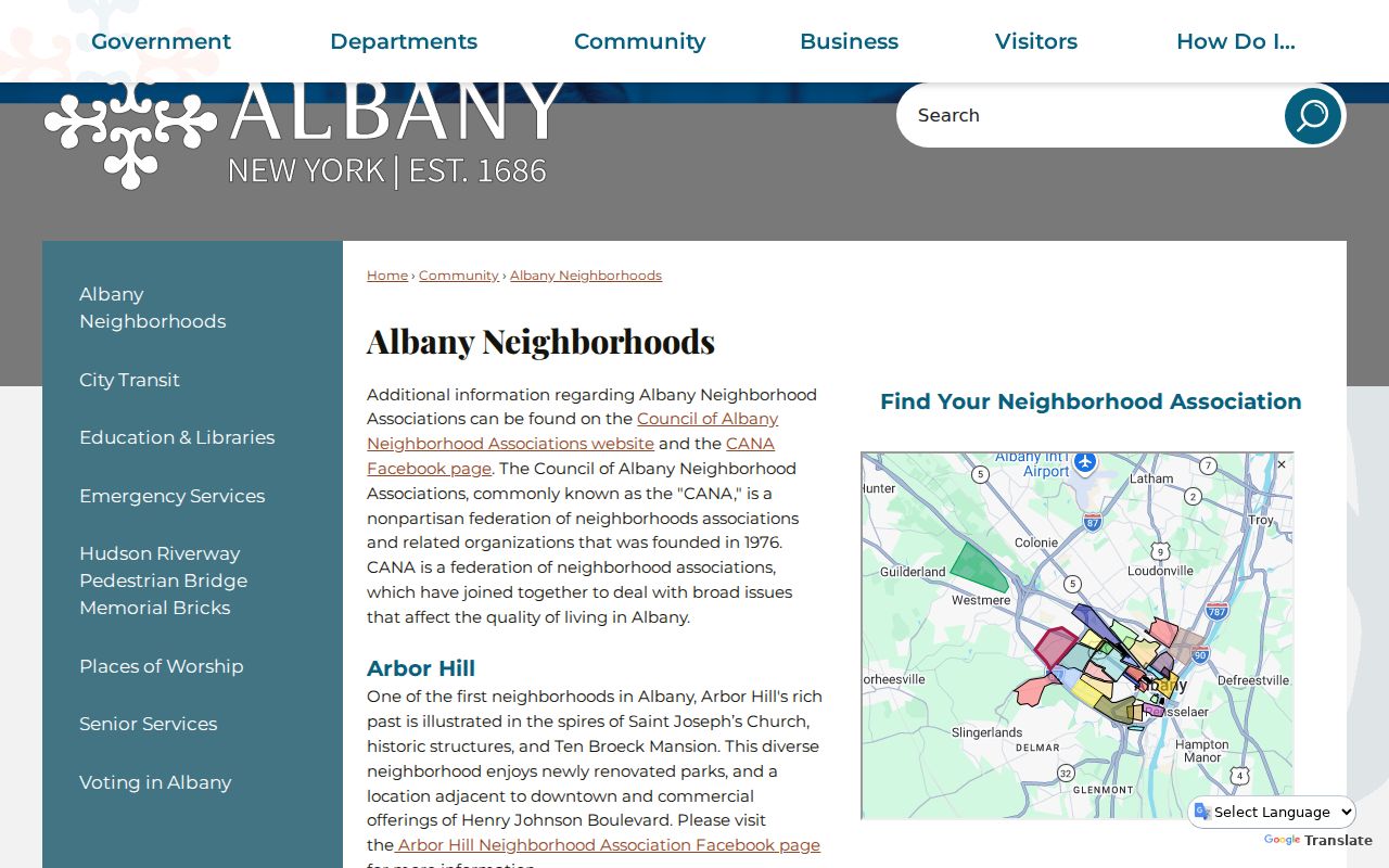 Albany neighbors City neighborhood associations and district links