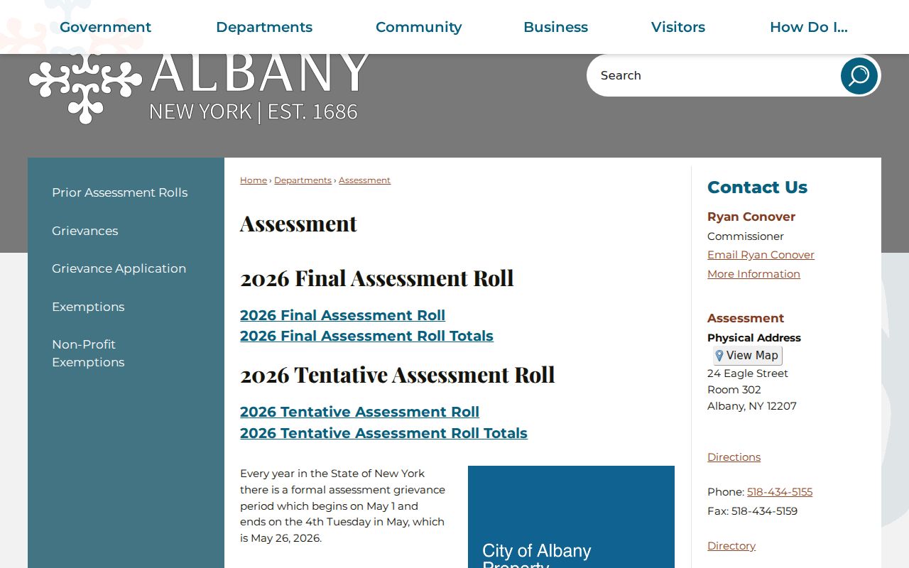 Albany street directory City Assessment roll and assessor information