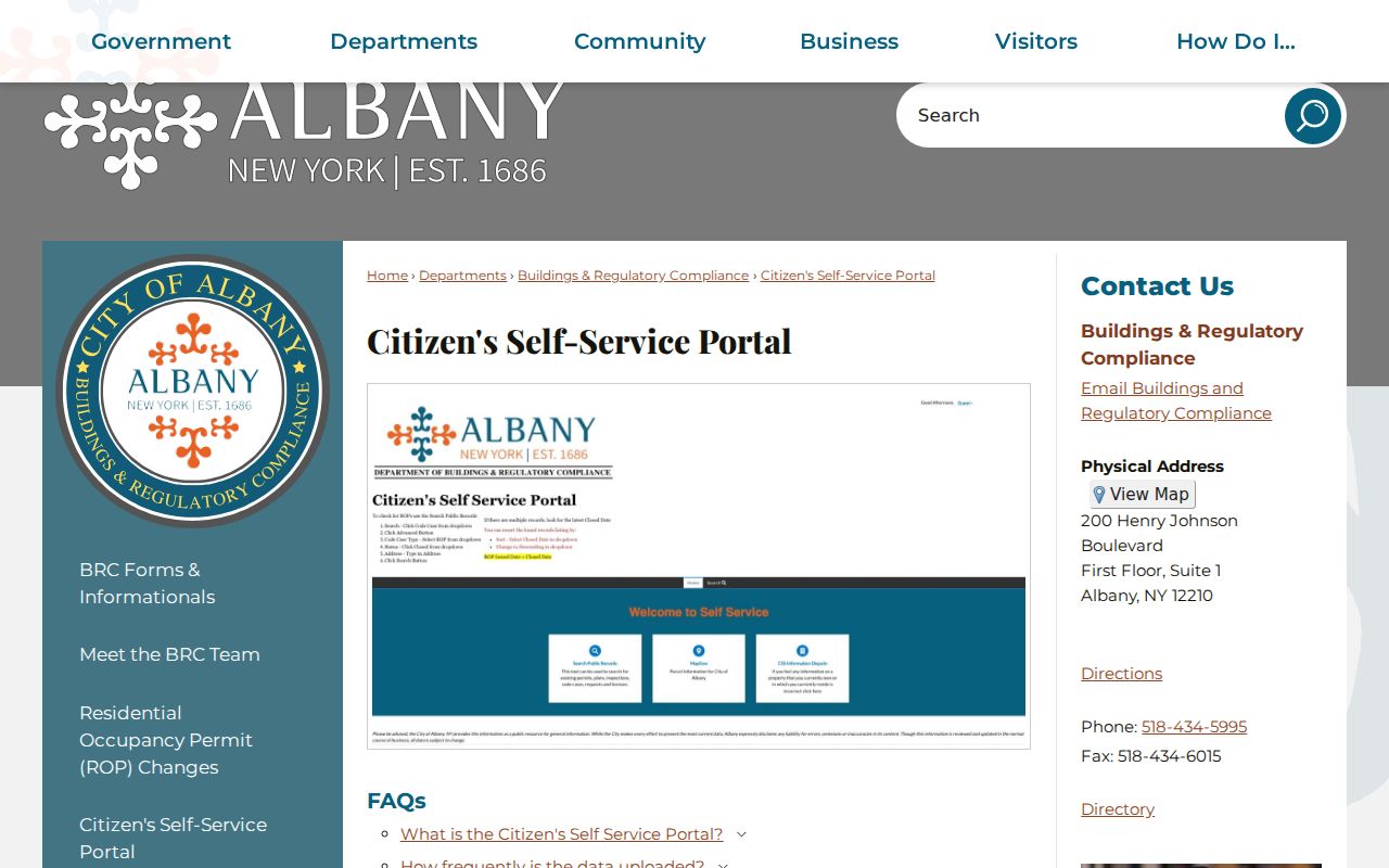 Albany street directory permit and code records portal